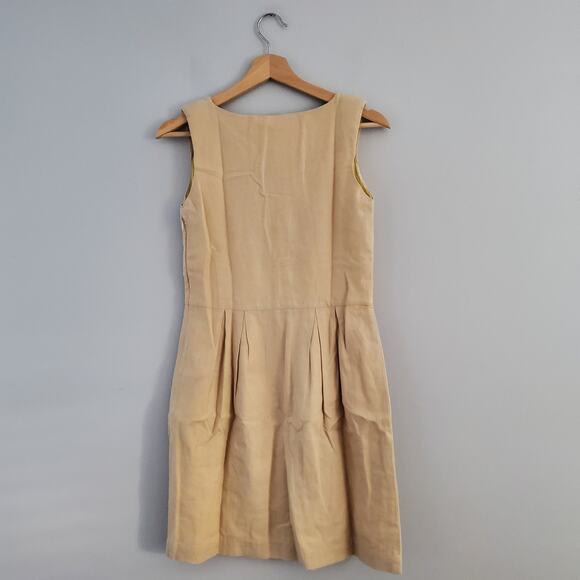 Splash Sleeveless Cotton Linen Blend Floral Embroidered Beige Sundress 10 - Picture 2 of 8